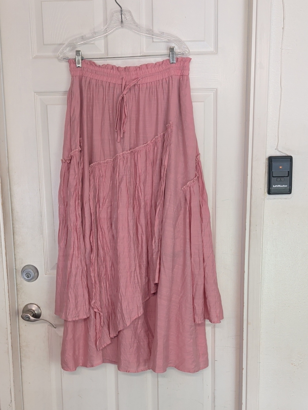 Scarlet Darkness Pink Tiered Boho layered Renaissance maxi skirt L